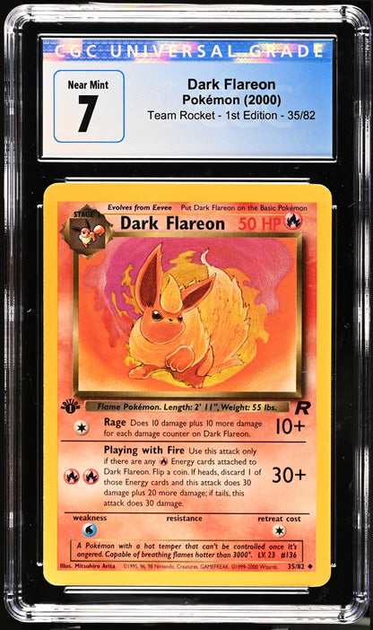2000 Pokemon Team Rocket #35 Dark Flareon 1st Edition CGC 7
