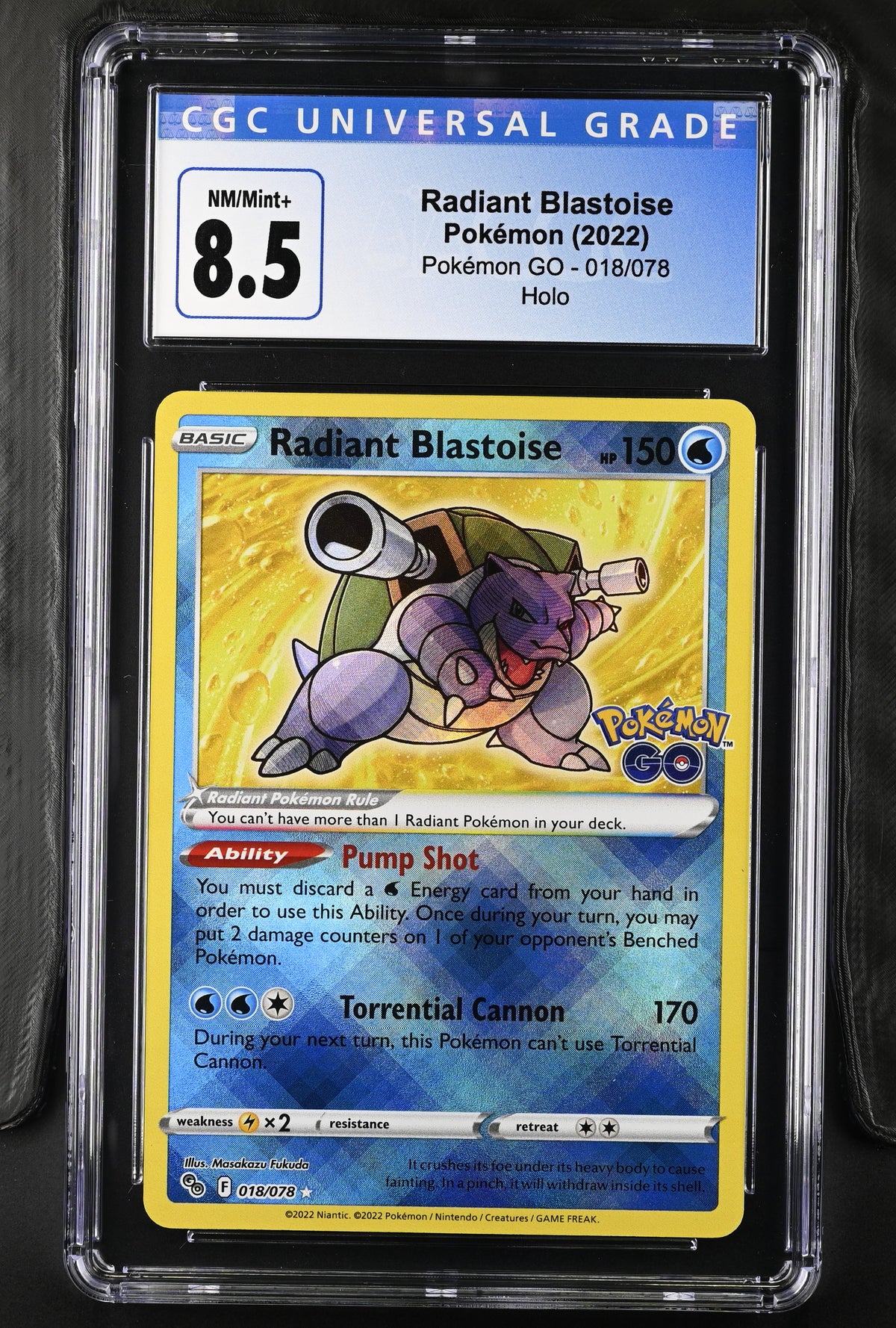 2022 Pokemon GO #018/078 Radiant Blastoise Holo CGC 8.5