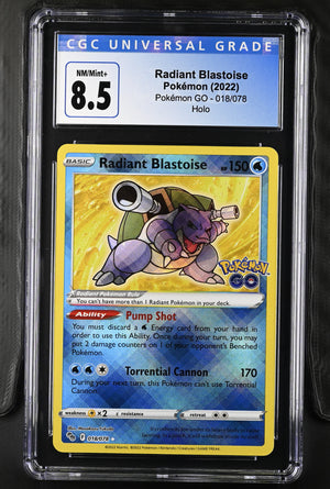 2022 Pokemon GO #018/078 Radiant Blastoise Holo CGC 8.5