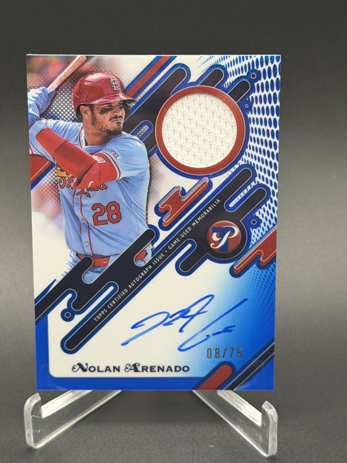 2025 Topps Pristine #PPAR-NA Nolan Arenado Auto Relics Blue Refractor /75
