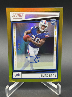 2022 Score #334 James Cook Rookie RC Gold Zone Auto /50