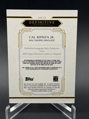 2025 Topps Definitive Collection #DAR-CR Cal Ripken Jr. Auto Relic Black #/10
