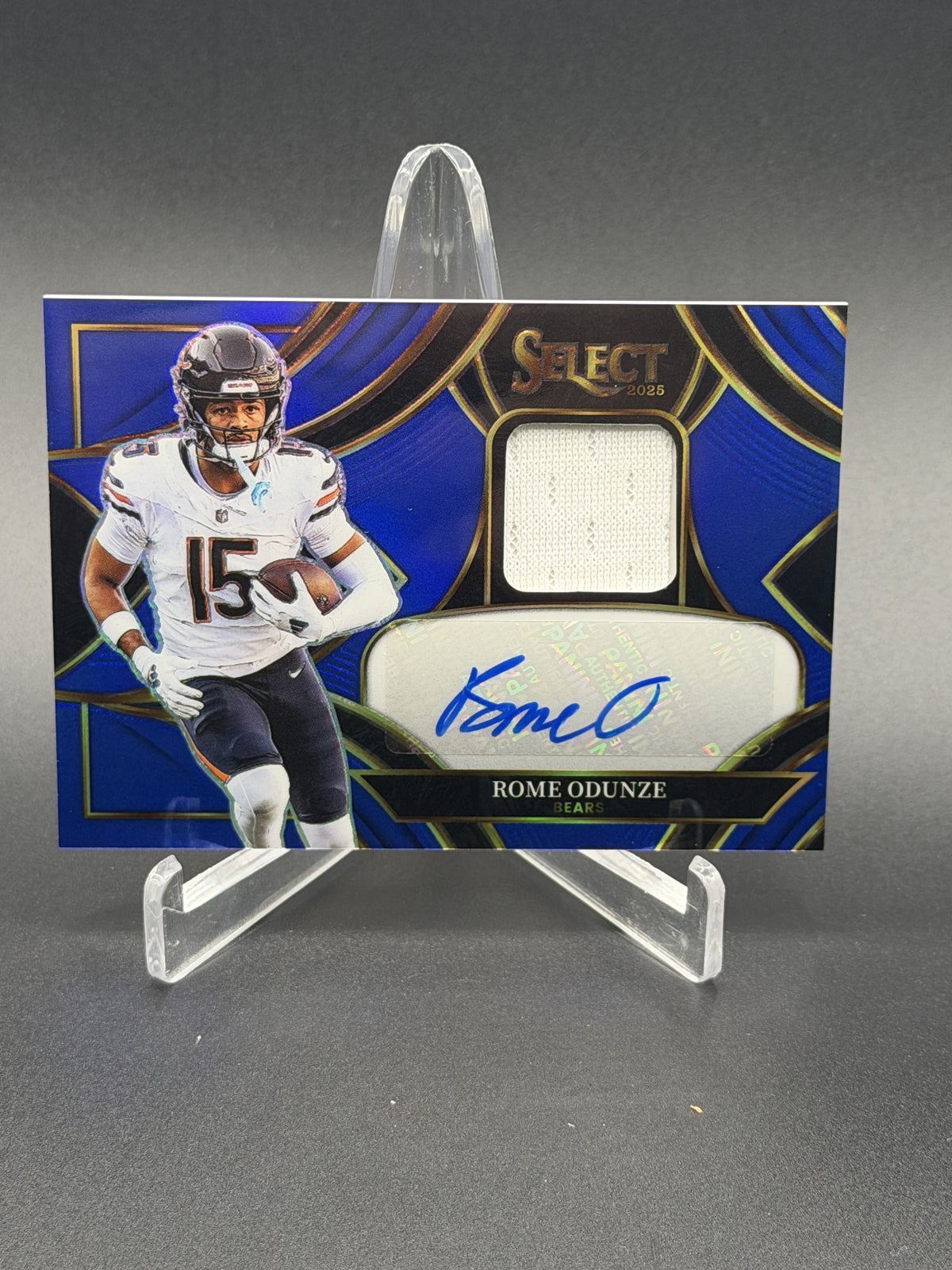 2025 Select #SME-ROE Rome Odunze Signature Memorabilia Blue Prizm #/149
