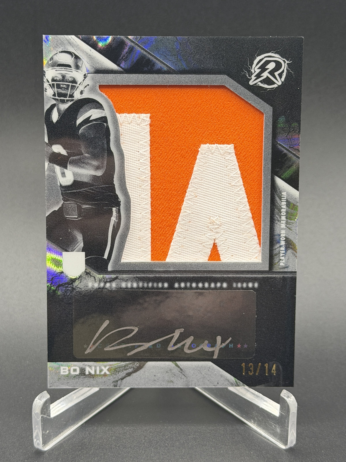 2024 Topps Resurgence #RPA-BN Bo Nix Resurgence Rookie Patch Auto Electron /14