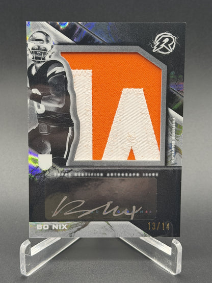 2024 Topps Resurgence #RPA-BN Bo Nix Resurgence Rookie Patch Auto Electron /14