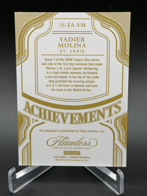 2025 Flawless #FA-YM Yadier Molina Flawless Achievements Auto Sapphire /15