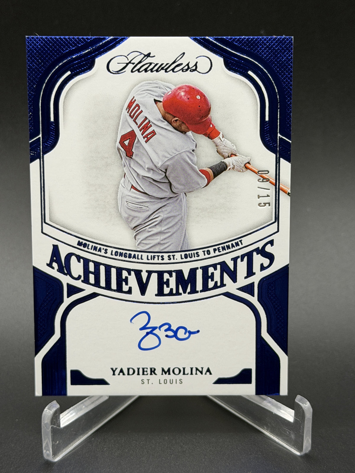 2025 Flawless #FA-YM Yadier Molina Flawless Achievements Auto Sapphire /15