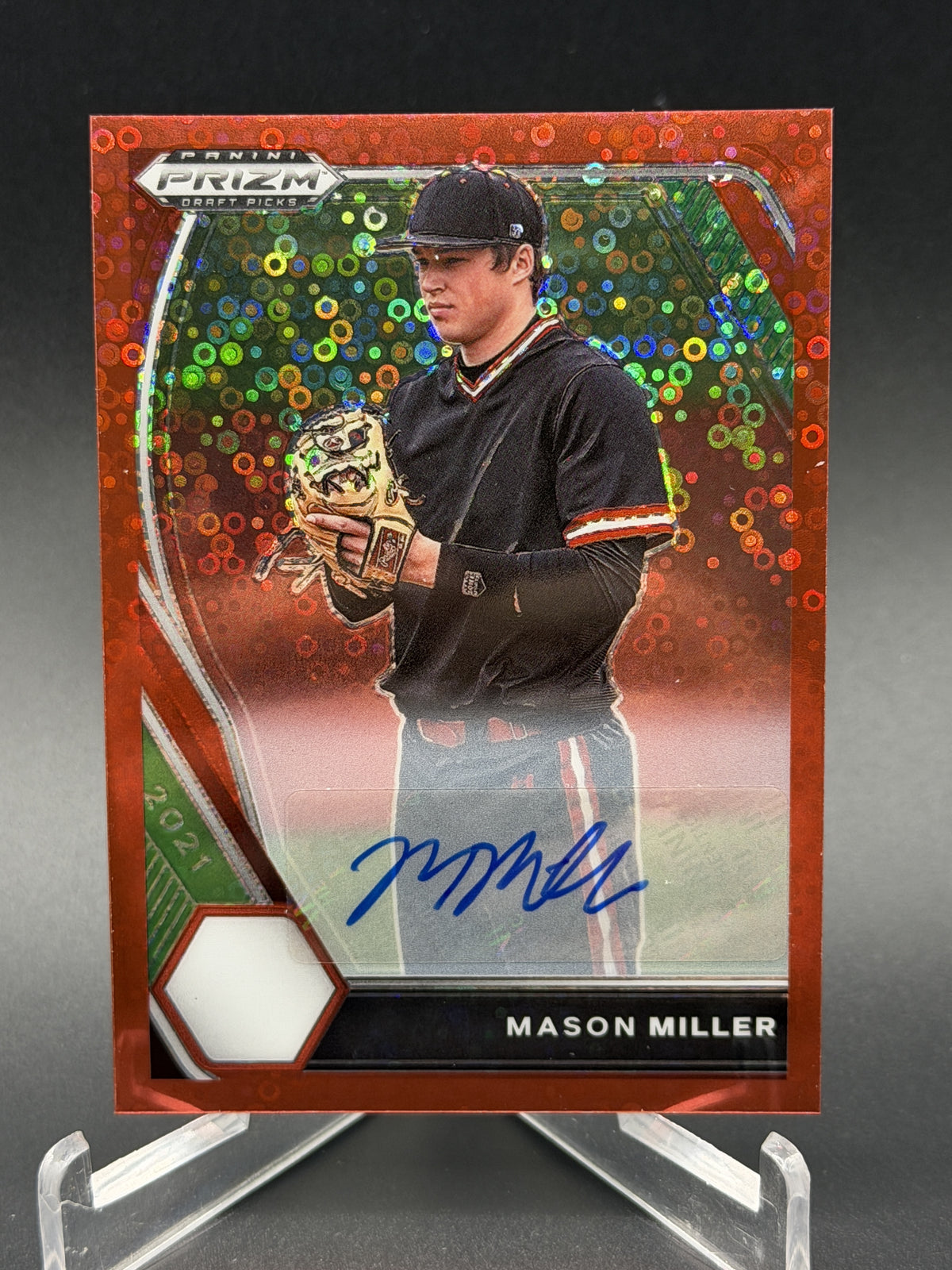 2021 Panini Prizm Draft Picks #PDP97 Mason Miller Auto Red Donut Circles /99