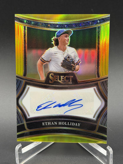 2025 Panini Select #SIG-EH Ethan Holliday Signatures Gold Prizm