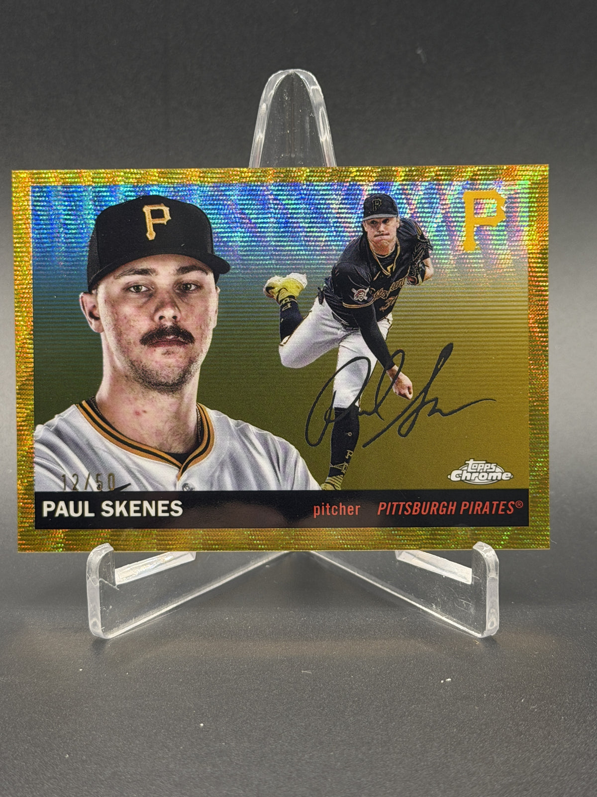 2025 Topps Chrome Platinum #197 Paul Skenes Gold Wave Refractors #/50