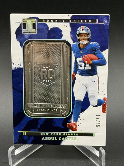 2025 Panini Impeccable #5 Abdul Carter Silver Rookie Shield #/35