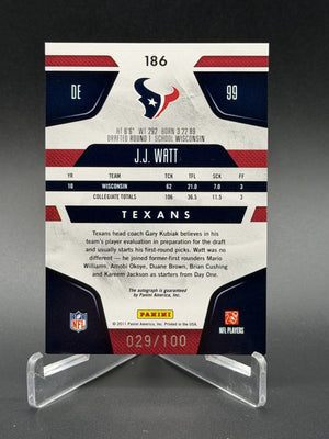 2011 Panini Certified #186 J.J. Watt Rookie New Generation Mirror Blue Auto /100