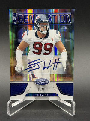 2011 Panini Certified #186 J.J. Watt Rookie New Generation Mirror Blue Auto /100