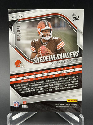 2025 Panini Prizm #302 Shedeur Sanders Rookie RC Hyper /200