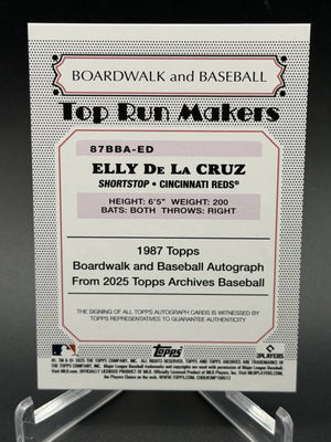 2025 Topps Archives Elly De La Cruz 1987 Boardwalk Auto Blue Foilboard /25
