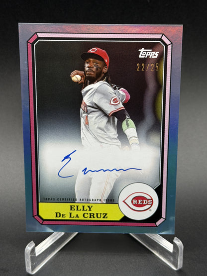 2025 Topps Archives Elly De La Cruz 1987 Boardwalk Auto Blue Foilboard /25