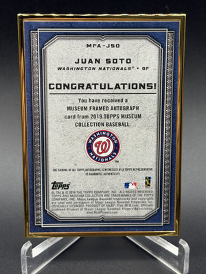 2019 Topps Museum Collection #MFA-JSO Juan Soto Framed Auto Gold #/10