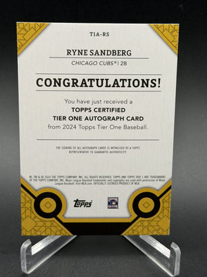 2024 Topps Tier One #T1A-RS Ryne Sandberg Tier One Autographs Green Foil #/20