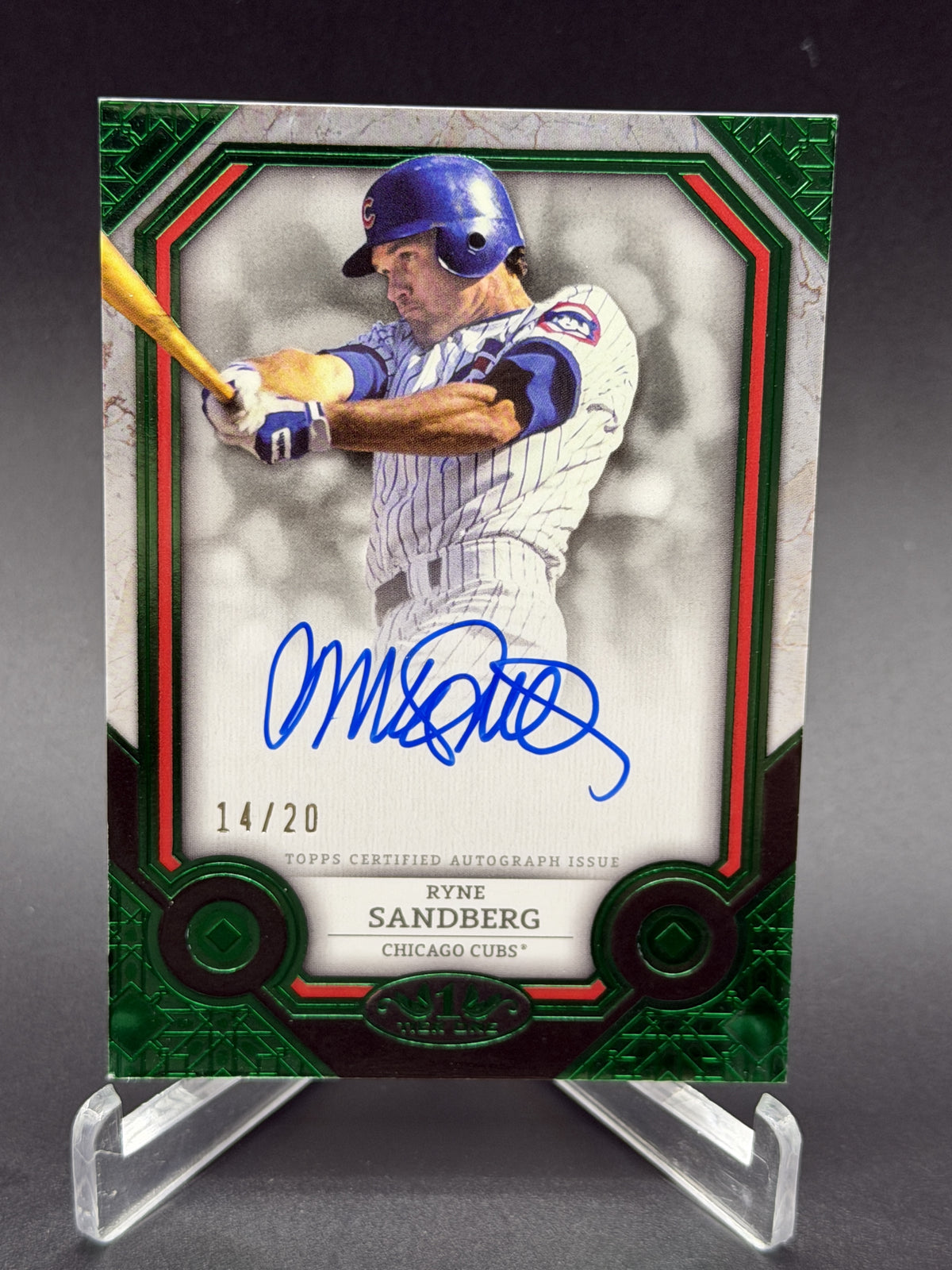 2024 Topps Tier One #T1A-RS Ryne Sandberg Tier One Autographs Green Foil #/20