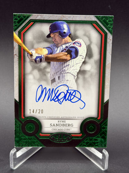 2024 Topps Tier One #T1A-RS Ryne Sandberg Tier One Autographs Green Foil #/20