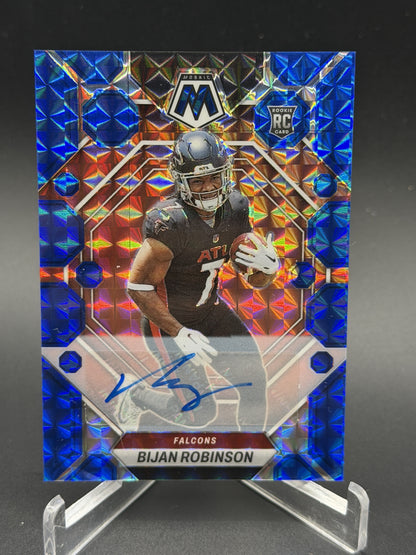 2023 Panini Mosaic #284 Bijan Robinson Rookie Autographs Mosaic Blue #/99