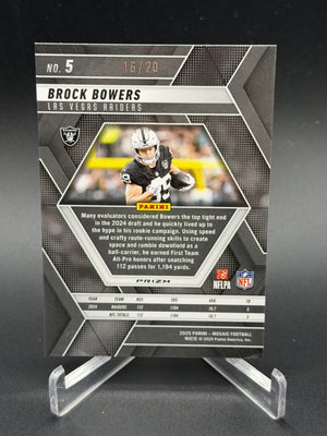 2025 Panini Mosaic #5 Brock Bowers No Huddle Pink #/20