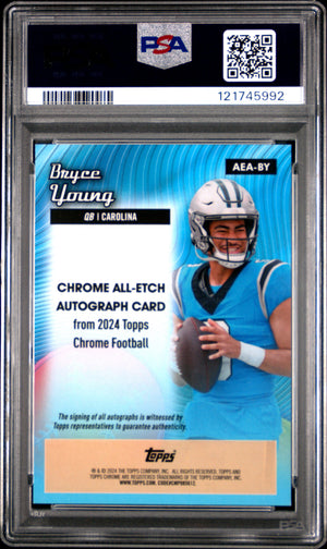 2024 Topps Chrome #AEA-BY Bryce Young All-Etch Auto Blue Refractor /150 PSA 10