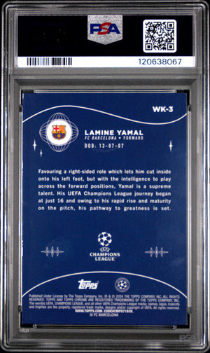 2023-24 Topps Chrome UEFA Club #WK-3 Lamine Yamal Rookie RC Wonderkids PSA 10