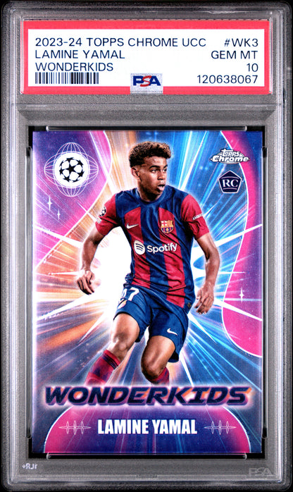 2023-24 Topps Chrome UEFA Club #WK-3 Lamine Yamal Rookie RC Wonderkids PSA 10