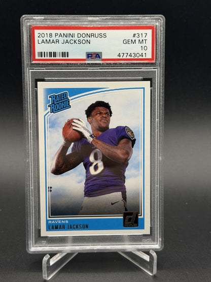 2018 Donruss #317 Lamar Jackson Rated Rookie PSA 10