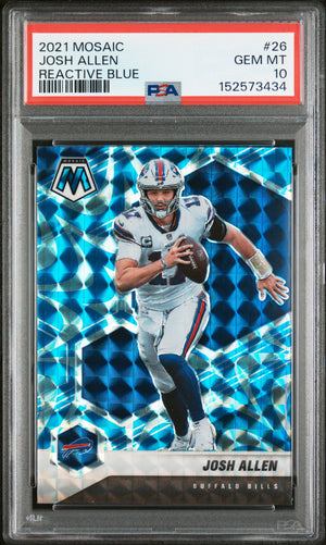 2021 Panini Mosaic #26 Josh Allen Prizm Reactive Blue PSA 10