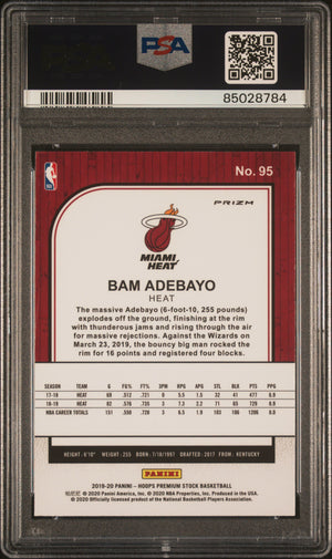 2019-20 Hoops Premium Stock #95 Bam Adebayo Prizms Purple Disco PSA 9