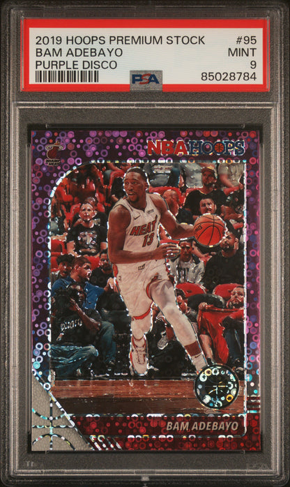 2019-20 Hoops Premium Stock #95 Bam Adebayo Prizms Purple Disco PSA 9