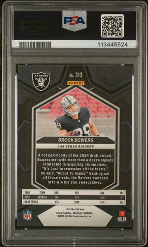 2024 Panini Mosaic #313 Brock Bowers Rookie RC Choice Red and Green PSA 9