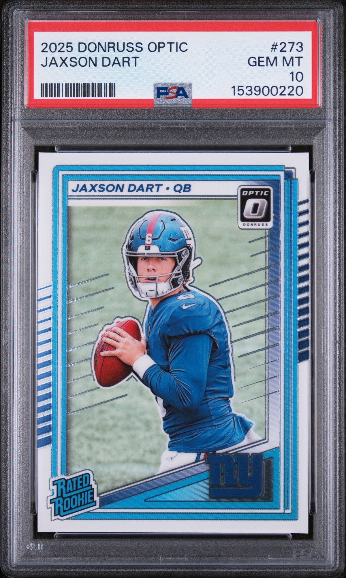 2025 Donruss Optic #273 Jaxson Dart Rated Rookie PSA 10