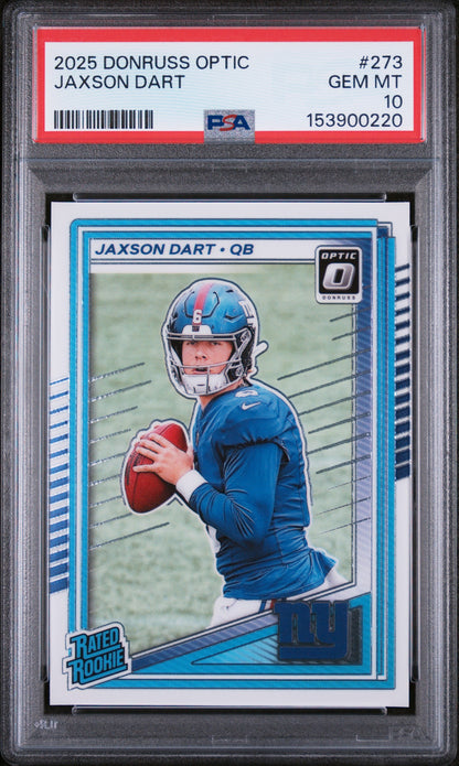 2025 Donruss Optic #273 Jaxson Dart Rated Rookie PSA 10