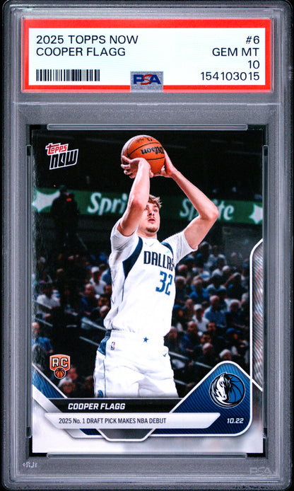 2025-26 Topps Now #6 Cooper Flagg Rookie RC PSA 10