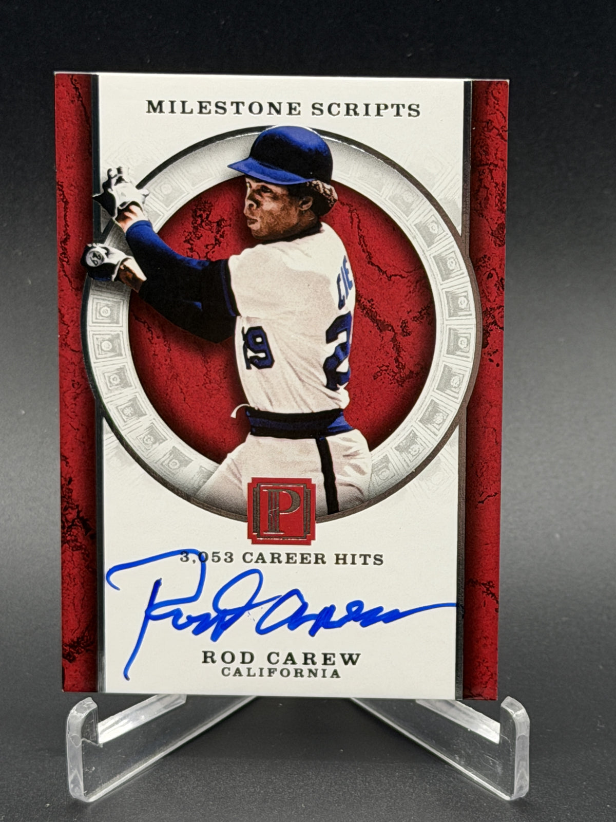 2016 Panini Pantheon #MS-RC Rod Carew Milestone Scripts Auto #/15