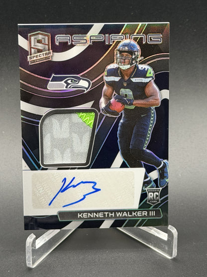 2022 Panini Spectra #APA-KWA Kenneth Walker III Rookie Aspiring Patch Auto #/99