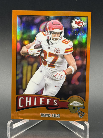 2025 Topps Chrome #1975-17 Travis Kelce 1975 Topps Orange Refractor #/25