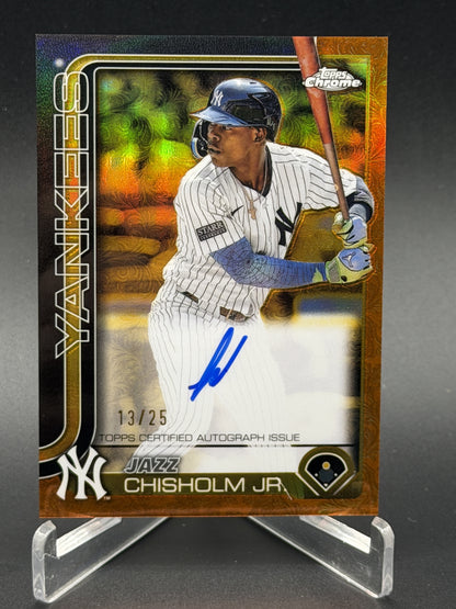 2025 Topps Gilded Collection #CGA-JCJ Jazz Chisholm Jr. Auto Orange/Gold /25