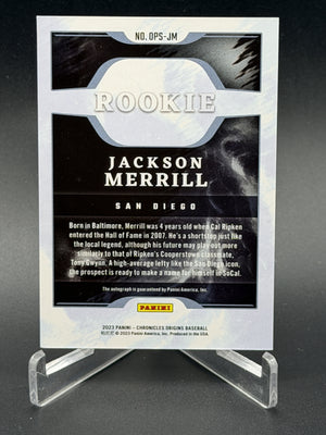 2023 Panini Chronicles #OPS-JM Jackson Merrill Origins Rookie Signatures #/199