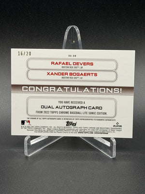 2022 Topps Chrome Sonic Xander Bogaerts / Rafael Devers Dual Auto Refractor /20
