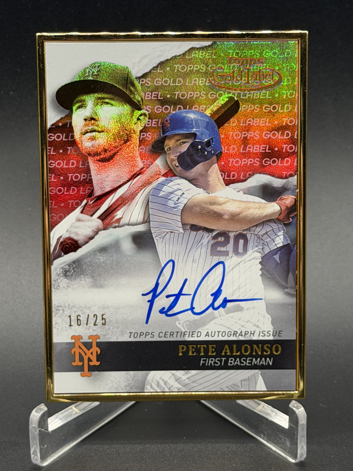 2020 Topps Gold Label #GLA-PA Pete Alonso Framed Auto Red #/25