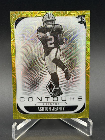2025 Panini Phoenix #17 Ashton Jeanty Rookie RC Contours Yellow Mojo Prizm #/49