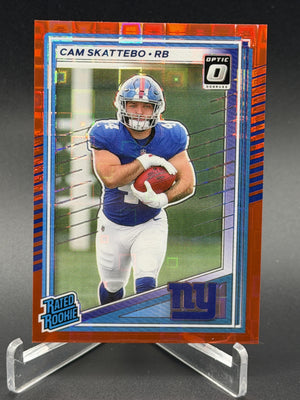 2025 Donruss #302 Cam Skattebo Optic Rated Rookies Preview Red Pandora