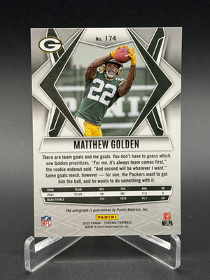 2025 Panini Phoenix #174 Matthew Golden Base Rookie Autographs Hyper Prizm