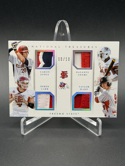 2015 National Treasures Collegiate #7 Aaron Judge Adams Carr Ward Quad Patch /10