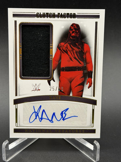 2024 Panini National Treasures WWE #CF-KNE Kane Clutch Factor Signatures #/99