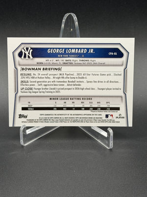 2026 Bowman #CPA-GL George Lombard Jr. Chrome Auto Green Shimmer Refractor /99